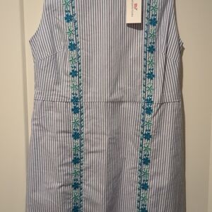 Vineyard Vines Hydrangea Striped Dress with Embroidery